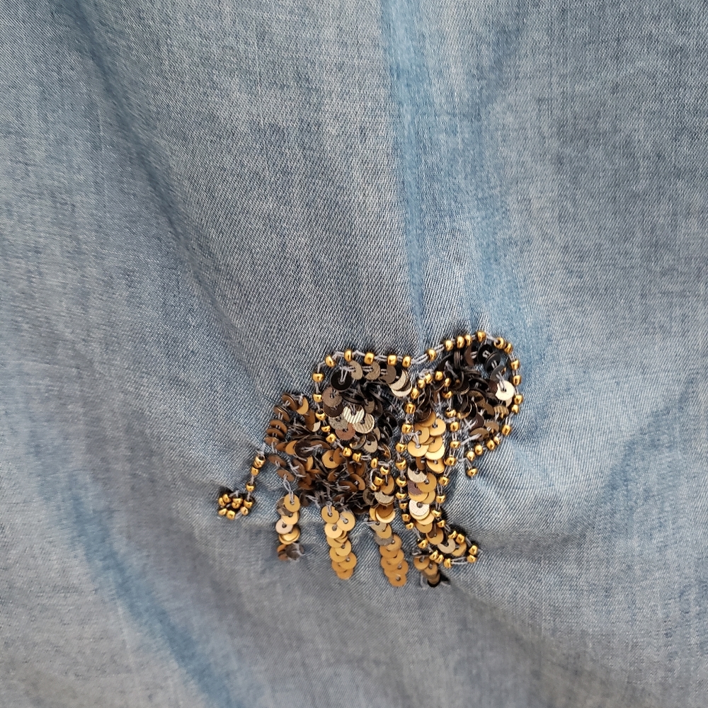 Flutter Sleeve Chambray Top - image 3